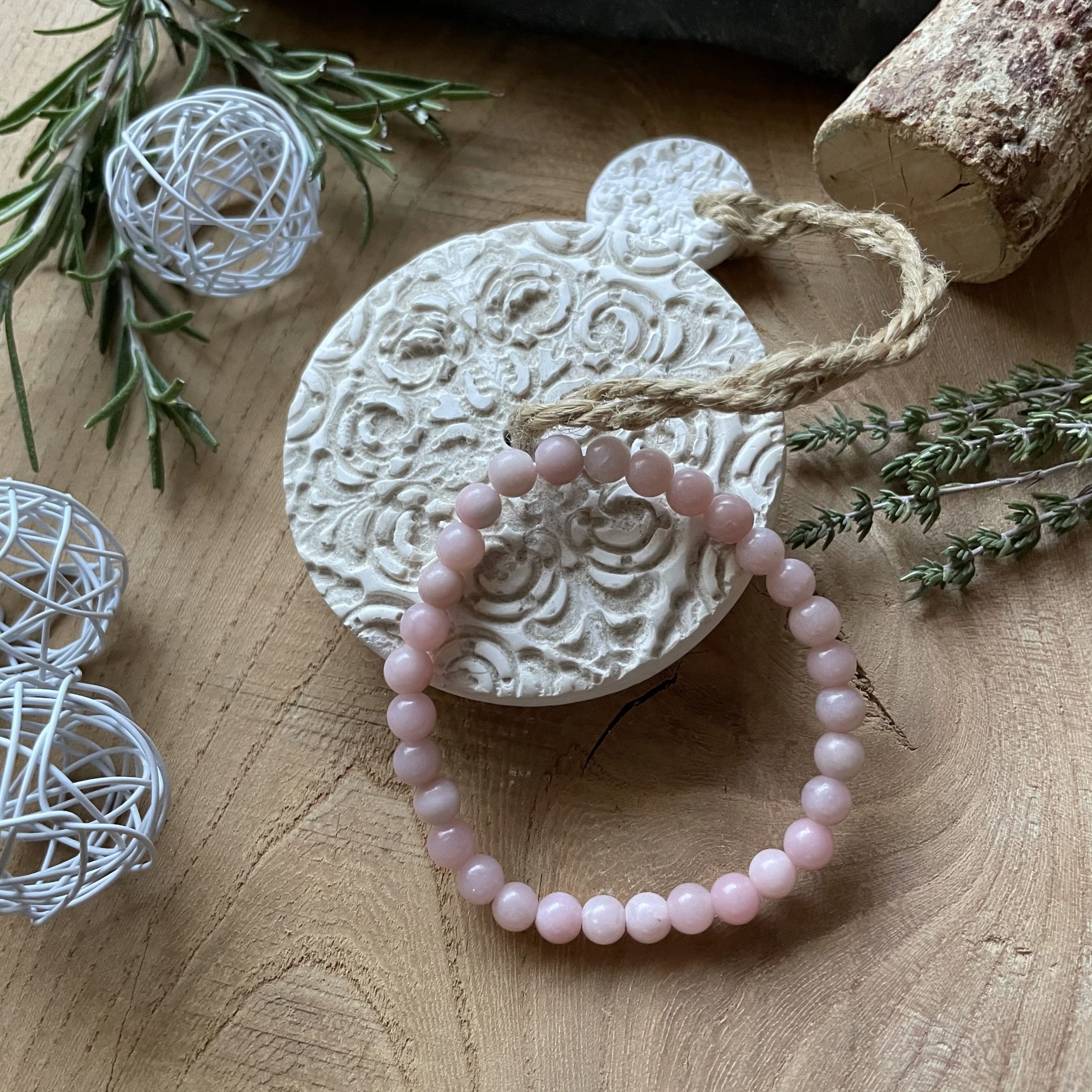 Bracelet Perles Aragonite Naturelle - Sur Mesure - Fait Main - Neuf Sans Emballage